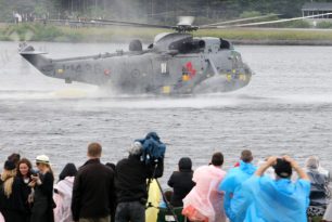 Prince William lands helicopter on water Prince William lands helicopter on water
