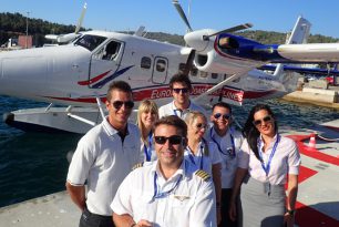 Canadian seaplane captain over Adriatic Sea Canadian seaplane captain over Adriatic Sea