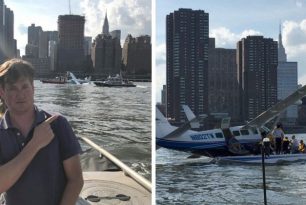 Lucky seaplane accident in Manhattan on the East River Lucky seaplane accident in Manhattan on the East River